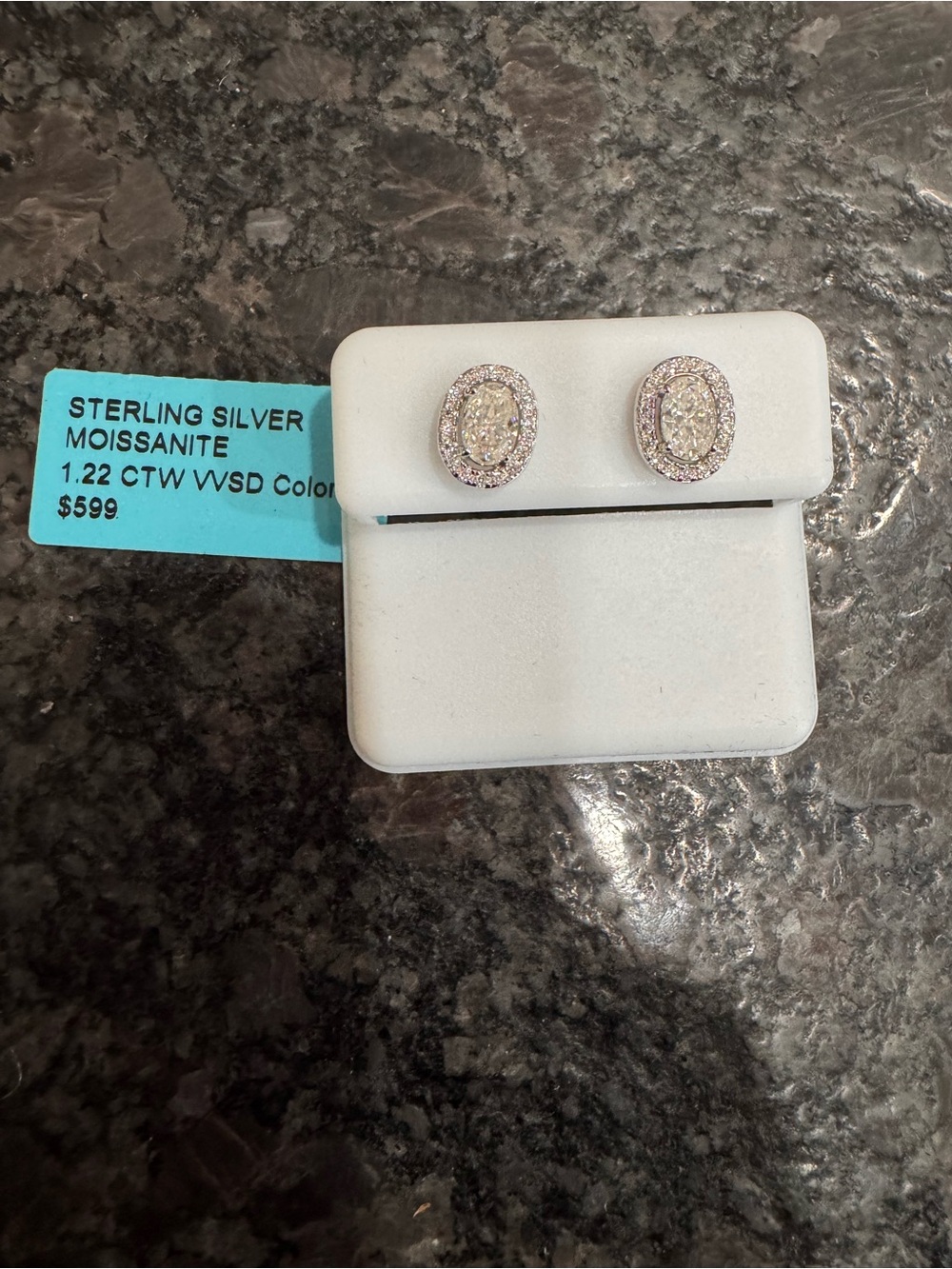 Sterling Silver Oval Moissanite Stud Earrings